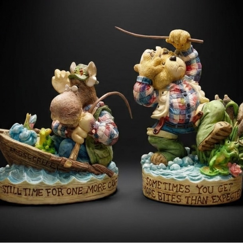 Vintage 1995 set of two Moose Creek Crossing collectible figurines by Enesco